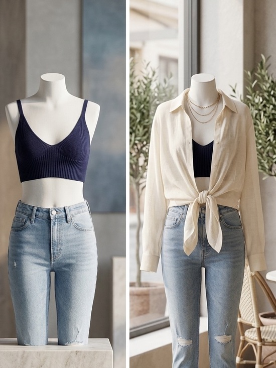 525 America Tops - 525 America Knit Bralette Crop Top XS NWT Dark Blue